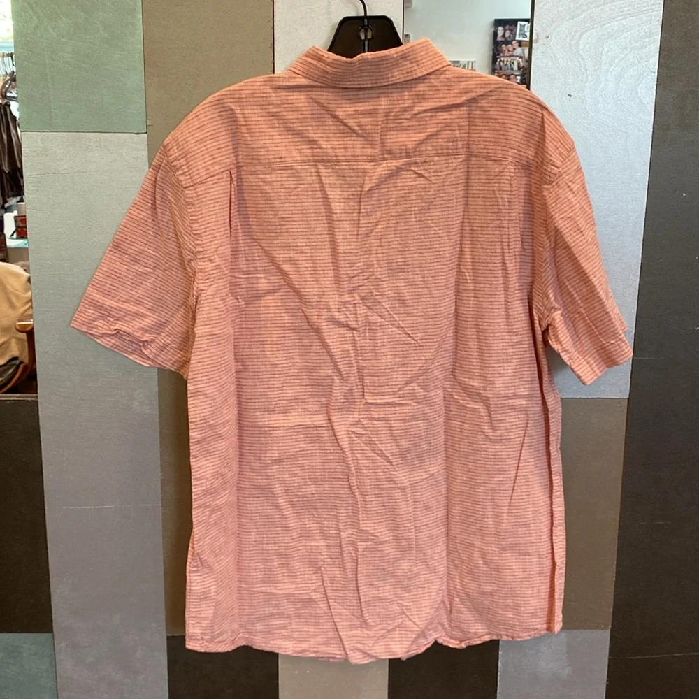 Men's Linen-Blend Casual Button-Down Shirt in Red - Picture 3 of 6